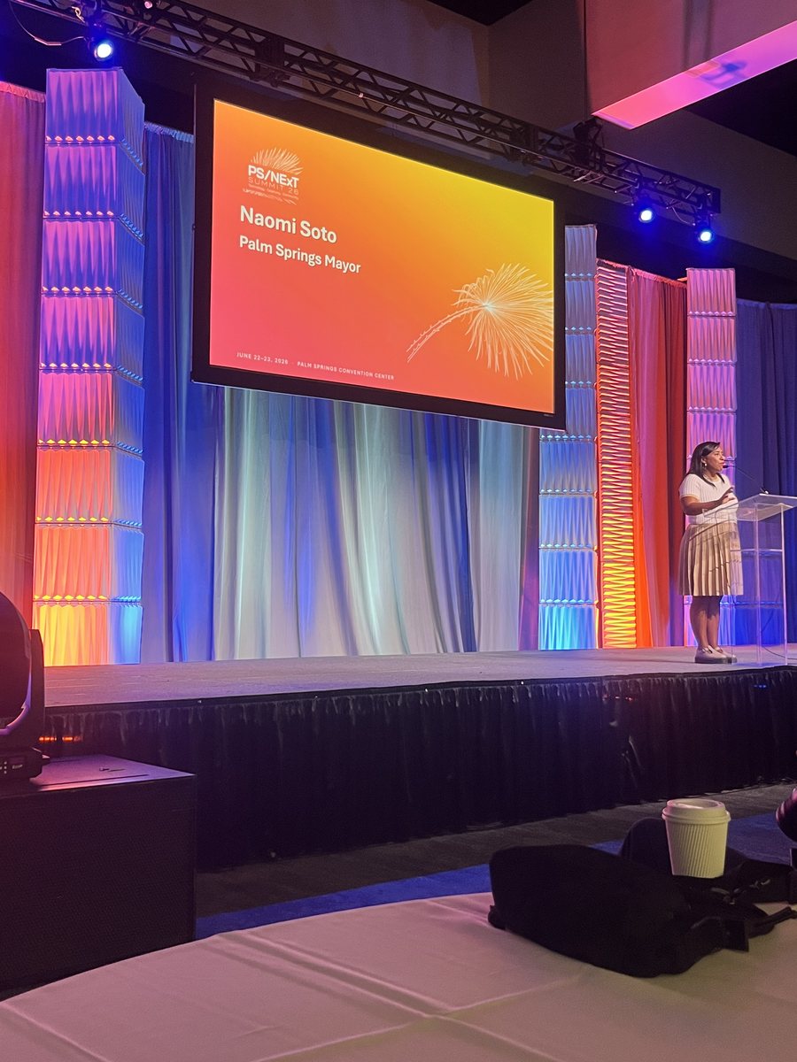 Naomi Soto, Mayor of Palm Springs, speaks on stage at the PS/NExT Summit 2026.